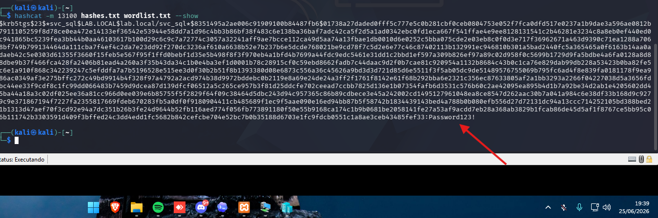 Hashcat exibindo a senha Password123
